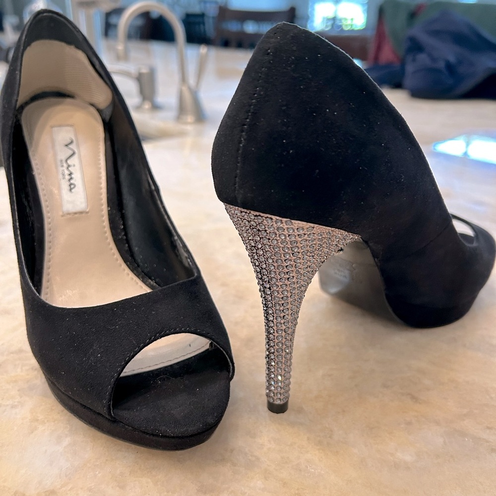 Nina peep toe heels